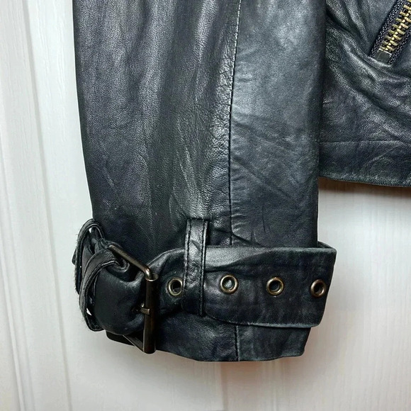 Walter Baker Black Leather Jacket 100% Genuine Leather Womens Size M Flaws - Picture 2 of 11